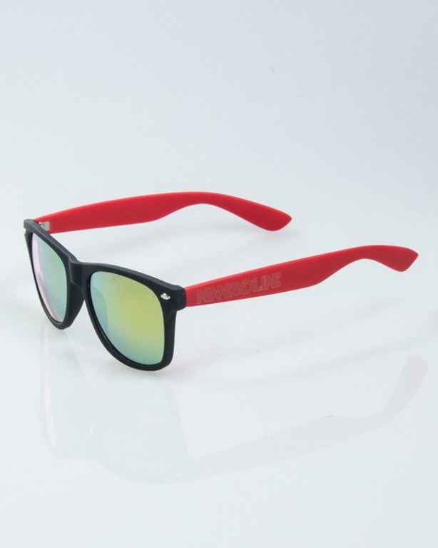 OKULARY CLASSIC HALF BLACK-RED RUBBER RED MIRROR 1012